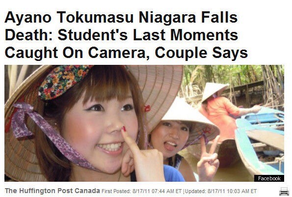 [Pickup] [Sad news] A Japanese woman (19) tried to take a commemorative photo at Niagara Falls