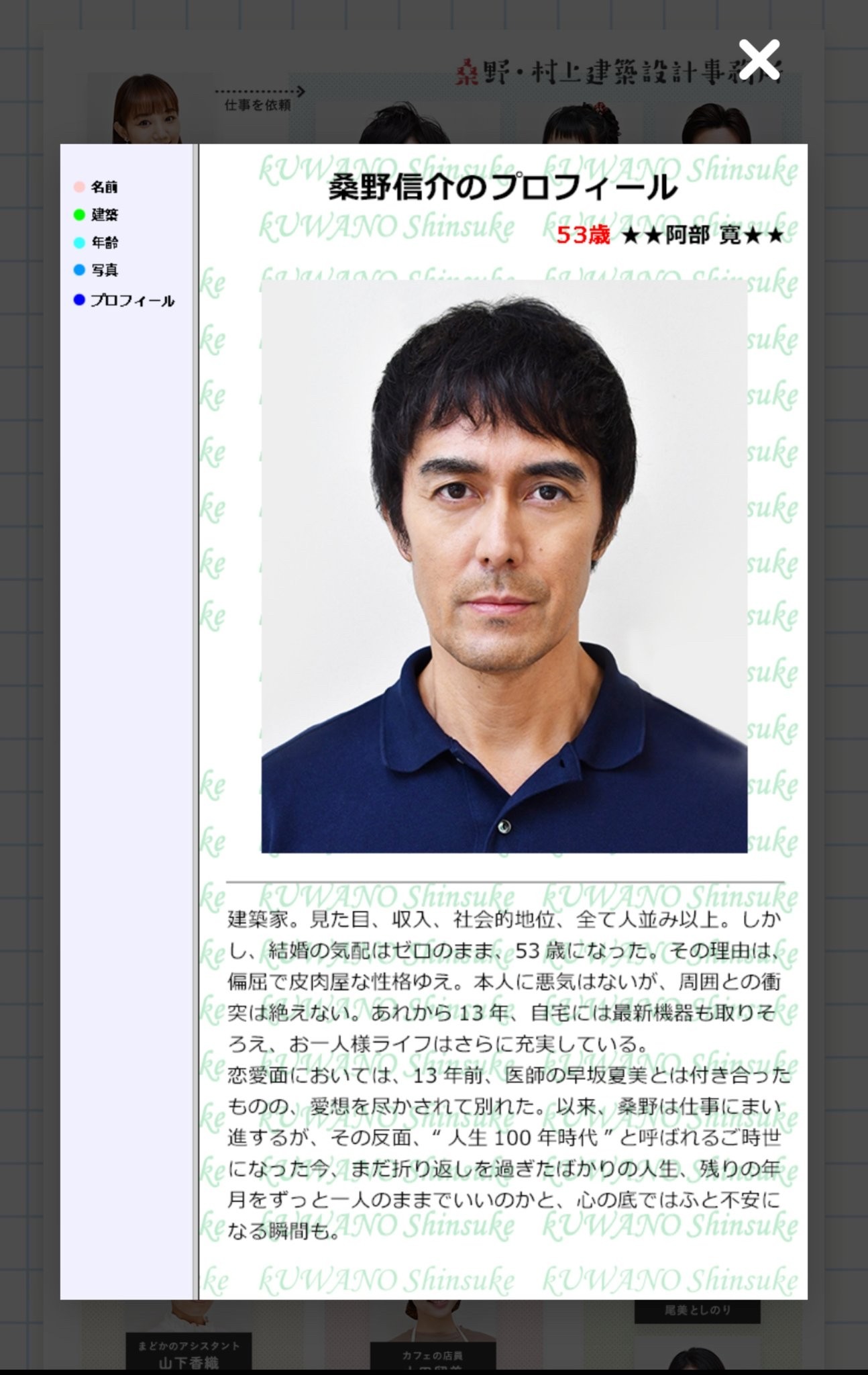 [Explosion speed] Hiroshi Abe, drama official HP